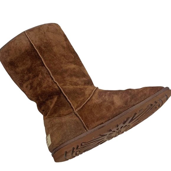 UGG Australia 3387 Lo Pro Fold Over Brown Suede Mid Calf Boots - Picture 12 of 12